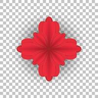 Vector red flower transparent, red paper cut flower for Happy Chinese new year background vector, illustration, used for Chinese pattern, banner, website.