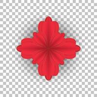 Vector red flower transparent, red paper cut flower for Happy Chinese new year background vector, illustration, used for Chinese pattern, banner, website.