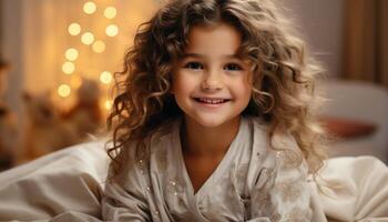 AI generated Smiling child, cute and cheerful, happiness in one person generated by AI photo