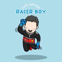 Cute cartoon character racer boy vector illustration