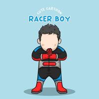 Cute cartoon character racer boy vector illustration