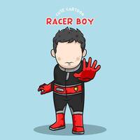 Cute cartoon character racer boy vector illustration