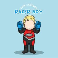 Cute cartoon character racer boy vector illustration