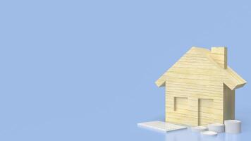 el madera casa para propiedad o real inmuebles concepto 3d representación. foto