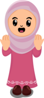 illustration cute cartoon muslim girl with praying pose png