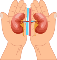 ilustração mãos segurando rim ou humano órgão rim para transplantação png