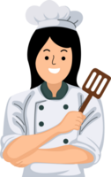 leende kvinna kock maskot logotyp png
