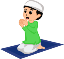 illustration of cute muslim boy praying png