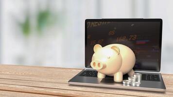 The piggy bank for saving concept 3d rendering. photo