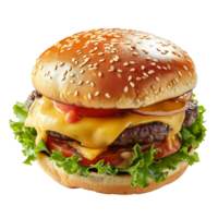 AI generated Meat and cheese burger on transparent background png