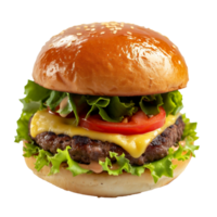 ai generado carne y queso hamburguesa en transparente antecedentes png