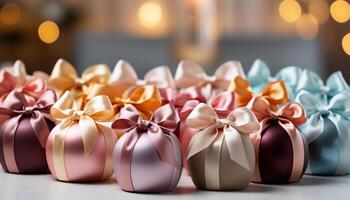 AI generated A luxurious gift box with a variety of colorful chocolates generated by AI photo