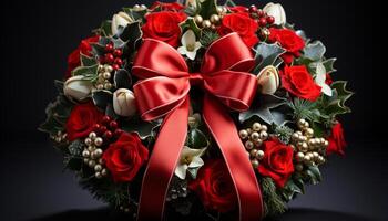 AI generated Celebration of love gift of flowers, nature ornament, symbol of romance generated by AI photo