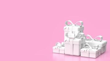 The white gift box on pink background  3d rendering. photo