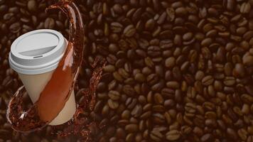 Coffee cup on Bean Background for hot drink concept 3d rendering. photo