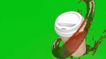 Coffee cup on Green Background for hot drink concept 3d rendering. photo