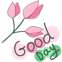 A bouquet of cute pink flowers with the words Good day png