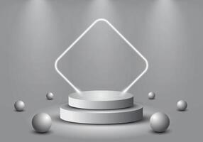 3d cylinder pedestal podium with background. Geometric platform abstract vector rendering. Product display presentation.