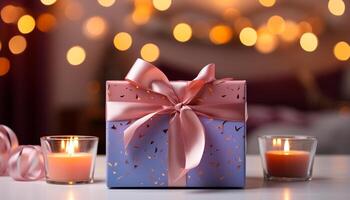 AI generated Celebration gift decoration candle night flame fire illuminated winter generated by AI photo