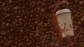 Coffee cup on Bean Background for hot drink concept 3d rendering. photo