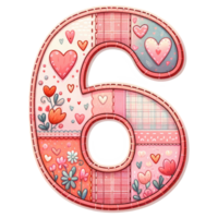 ai generato patchwork cuore design numero sei. png