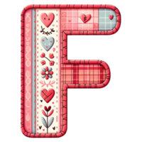 AI generated Patchwork Heart Design Letter F. png