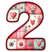 ai generato patchwork cuore design numero Due. png