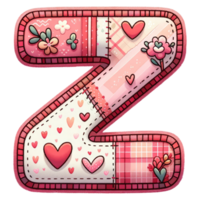 AI generated Patchwork Heart Design Letter Z. png