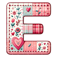 ai generato patchwork cuore design lettera e. png