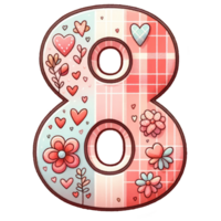 ai generato patchwork cuore design numero otto. png