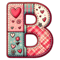 AI generated Patchwork Heart Design Letter B. png