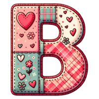 ai generato patchwork cuore design lettera b. png