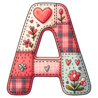 AI generated Patchwork Heart Design Letter A. png