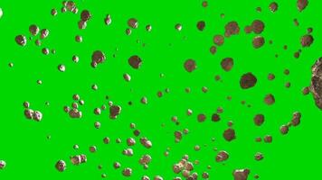 flying asteroids on a green screen background video