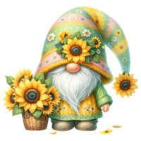 AI generated Sunflower Gnome Theme. png