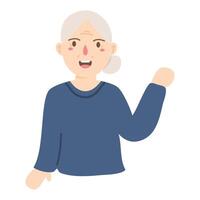 elderly pointing finger up illustration vector