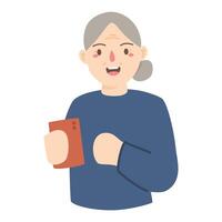 mano dibujado ilustración personas mayores utilizando tecnología vector