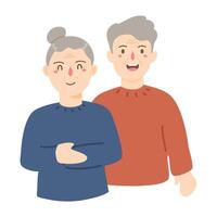 elder couple feeling happy and hugging each other vector