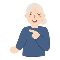 senior old woman pointing finger away vector