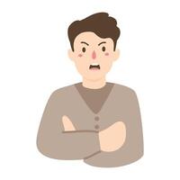 angry man with crossing hand illustration vector