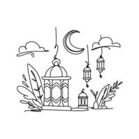 Hand drawn Ramadan Lanterns, Unique Flat Illustration Doodle for Greeting Cards vector