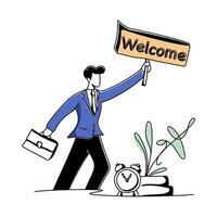 Modern Business Welcome flat illustration for landing page design vector