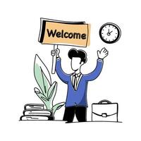 Modern Business Welcome flat illustration for landing page design vector