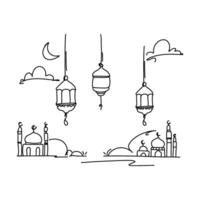 Hand drawn Ramadan Lanterns, Unique Flat Illustration Doodle for Greeting Cards vector