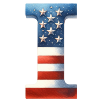 AI generated Watercolor American Flag Letter I. png