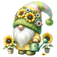 AI generated Sunflower Gnome Theme. png