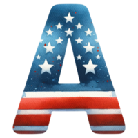 AI generated Watercolor American Flag Letter A. png
