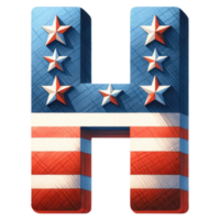 AI generated Watercolor American Flag Letter H. png