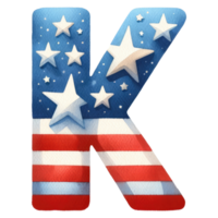 AI generated Watercolor American Flag Letter K. png