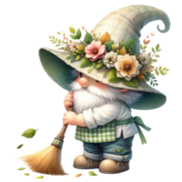 AI generated Gardening Gnome Planting theme in Spring. png